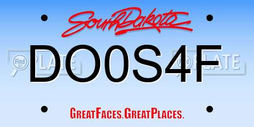 DO0S4F South Dakota License Plate