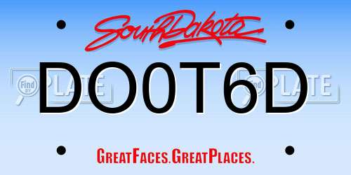 DO0T6D South Dakota License Plate