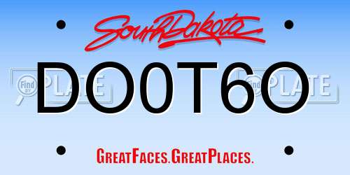 DO0T6O South Dakota License Plate