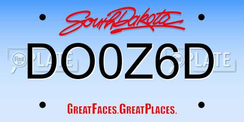 DO0Z6D South Dakota License Plate