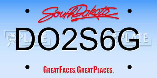 DO2S6G South Dakota License Plate
