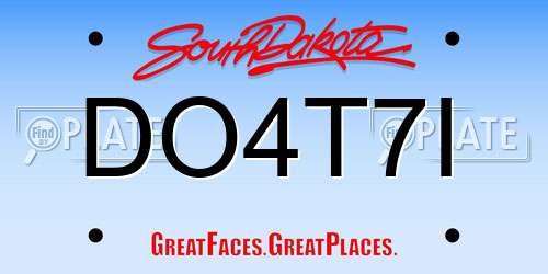 DO4T7I South Dakota License Plate