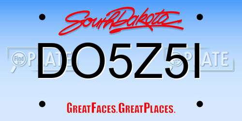 DO5Z5I South Dakota License Plate