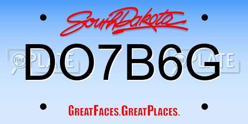 DO7B6G South Dakota License Plate