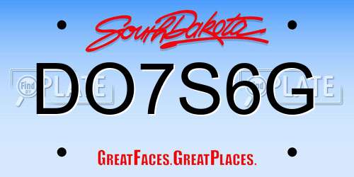 DO7S6G South Dakota License Plate