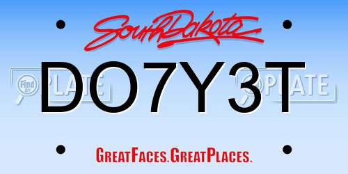 DO7Y3T South Dakota License Plate