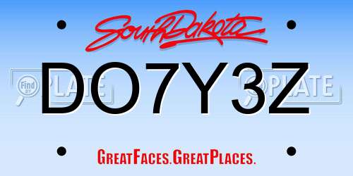 DO7Y3Z South Dakota License Plate