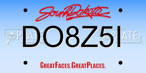 DO8Z5I South Dakota License Plate
