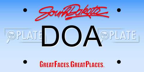 DOA South Dakota License Plate