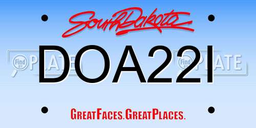 DOA22I South Dakota License Plate
