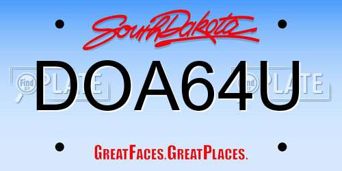 DOA64U South Dakota License Plate