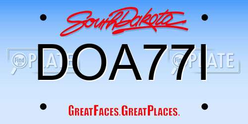 DOA77I South Dakota License Plate