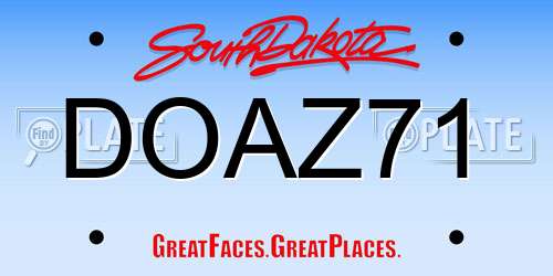 DOAZ71 South Dakota License Plate