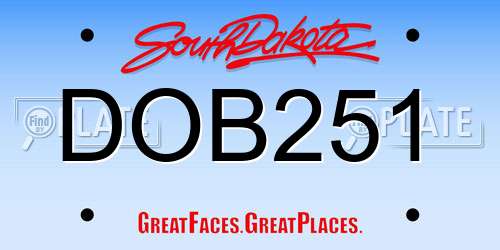 DOB251 South Dakota License Plate