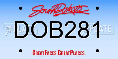 DOB281 South Dakota License Plate