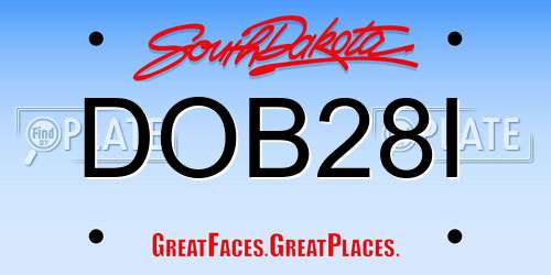 DOB28I South Dakota License Plate