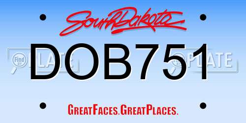 DOB751 South Dakota License Plate