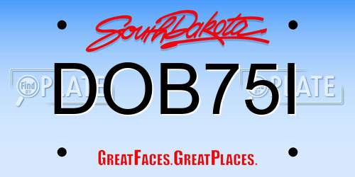 DOB75I South Dakota License Plate