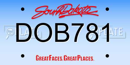 DOB781 South Dakota License Plate