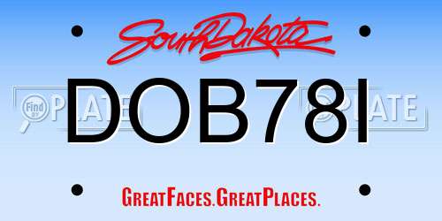 DOB78I South Dakota License Plate