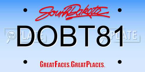 DOBT81 South Dakota License Plate