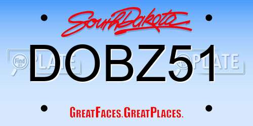 DOBZ51 South Dakota License Plate