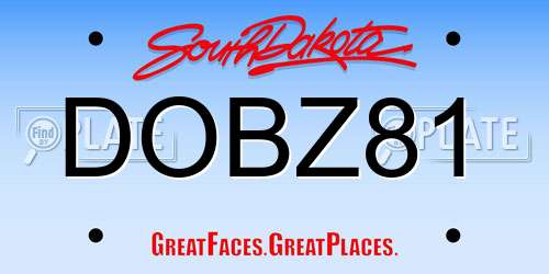 DOBZ81 South Dakota License Plate