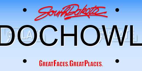 DOCHOWL South Dakota License Plate