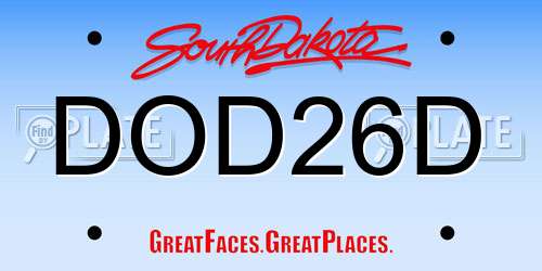 DOD26D South Dakota License Plate