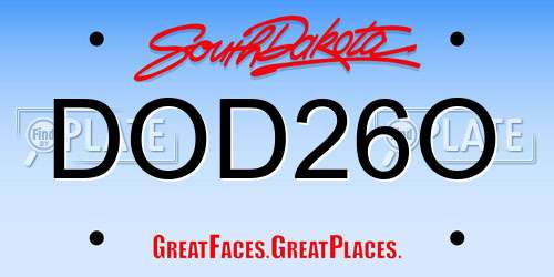 DOD26O South Dakota License Plate