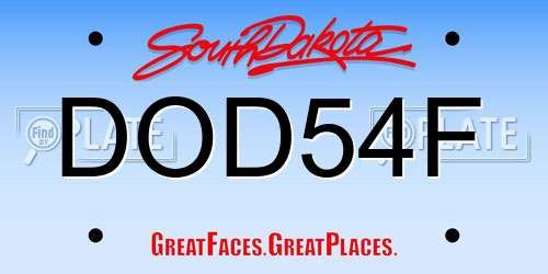 DOD54F South Dakota License Plate