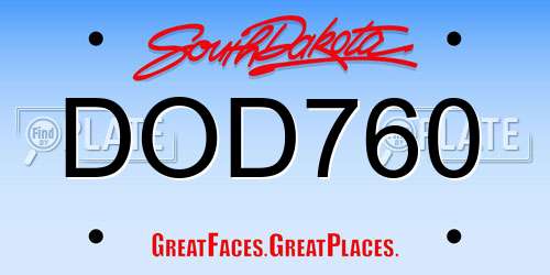 DOD760 South Dakota License Plate