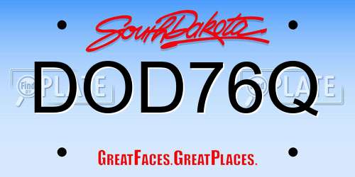 DOD76Q South Dakota License Plate