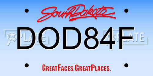 DOD84F South Dakota License Plate