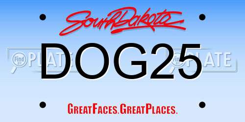 DOG25 South Dakota License Plate