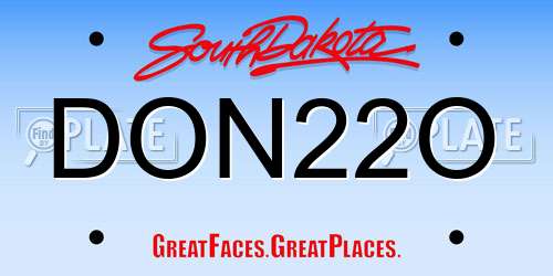 DON22O South Dakota License Plate