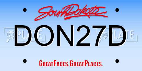DON27D South Dakota License Plate