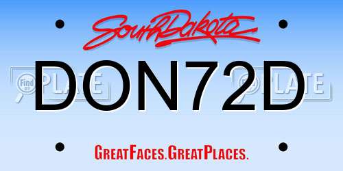 DON72D South Dakota License Plate