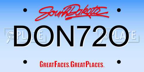 DON72O South Dakota License Plate