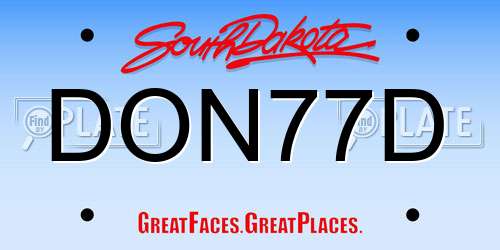 DON77D South Dakota License Plate