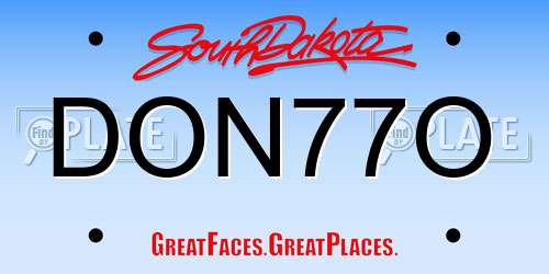 DON77O South Dakota License Plate