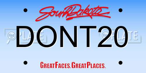 DONT20 South Dakota License Plate