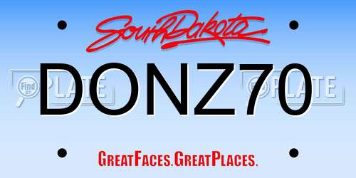 DONZ70 South Dakota License Plate