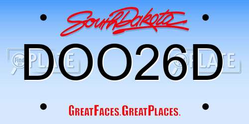 DOO26D South Dakota License Plate
