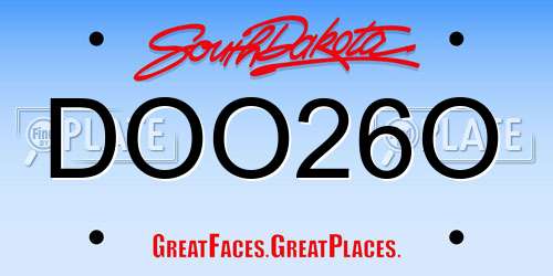 DOO26O South Dakota License Plate