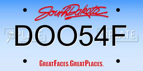 DOO54F South Dakota License Plate
