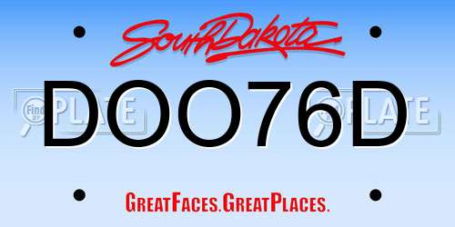 DOO76D South Dakota License Plate