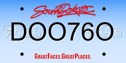 DOO76O South Dakota License Plate