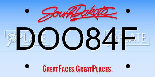 DOO84F South Dakota License Plate