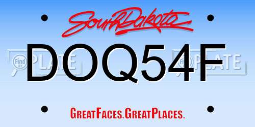 DOQ54F South Dakota License Plate